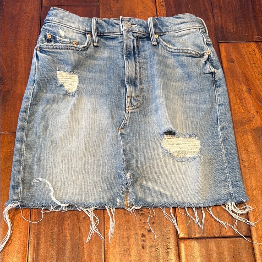 Mother “The Sacré﻿d Slit Mini” Light Blue Denim Skirt | Sz 25–26 - Picture 2 of 10
